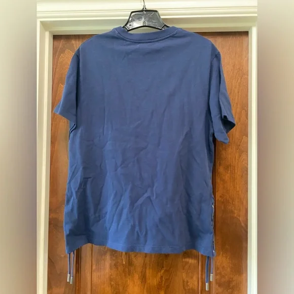 The Kooples Women’s Chaos Reigns Side Tie T-shirt in Blue Sz L NWT MSRP $155 - Picture 8 of 9